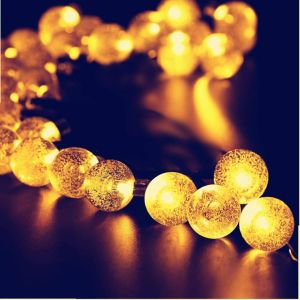 Kal-Guirlande Solaire 30 Led 8 Modes Bubble Ball String Fairy Lights Jardin Extérieur Patio Backyard Décoration De Fête De Noël Lampes Solaires (21 Pi, Blanc Chaud) - Neuf