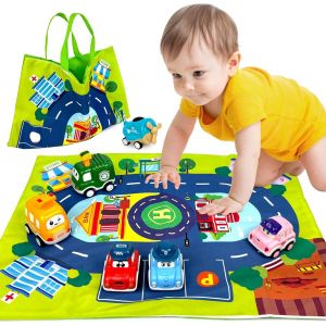 Mdy-Petite Voiture Avec Sac De Rangement, Bébé Jouet Voiture Enfant, Friction Véhicules Jeux Éducatifs Cadeau, Cars Toys Pour Garçons Et Filles (6 Pièces) - Neuf