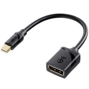 CFRY-Adaptateur Mini DisplayPort vers DisplayPort (Mini DP vers DP) en Noir - Prêt pour la résolution 8K - Compatible Port Thunderbolt et Thunderbolt 2 - Neuf