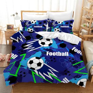 Sjzg-Parure De Lit Football Pour Enfant - Impression 3d - Housse De Couette Football 3 Pi&egrave;ces - Avec Fermeture &Eacute;clair - Douce - Motif Football 5, 200 X 200 Cm - Neuf