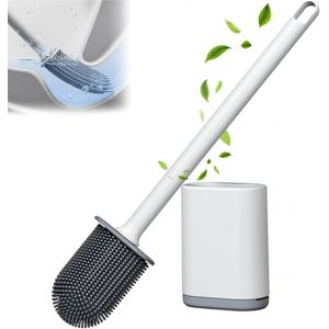 Kal-Brosse De Toilette, En Silicone, Noire, Sans Perçage, Avec Poils Flexibles, Support À Séchage Rapide, Pour Salle De Bain - Neuf
