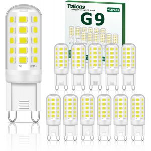Kal-Ampoule Led G9, 12pcs Ampoules Led 6000k 500lm 5w Équivalent 50w Ampoule Halogène, Lampe Led Blanc Froid Non-Dimmable Sans Scintillement Ac/Dc 220-240v Pour Chambre, Salon, Cuisine, Jardin - Neuf