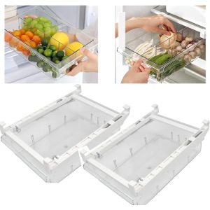 Chenquansarl-Tiroir Frigo 2pcs Boîte De Rangement Du Réfrigérateur 30,5x20x9,5cm, Organisateur De Réfrigérateur Tiroir Extensible Transparent Boîte De Frigo Bacs De Rangement Pour Tiroir De Réfrigéra - Neuf