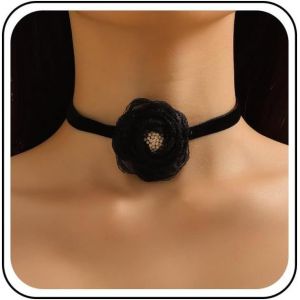 Kal-Collier Ras Du Cou En Velours Vintage Collier De Fleurs En Dentelle Noire Collier Court En Velours Satiné Collier Collier Gothique En Ruban De Velours Bijoux Pour Femmes Et Filles - Neuf