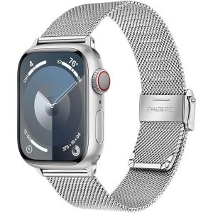 Replacement For Apple Watch Series 9 8 7 41mm/Se (2.Gen) 40mm Watch Band, Stainless Steel Woven Mesh Watch Strap For Iwatch Apple Watch Se 40mm Series 9 8 7 6 5 4 3 2 1 - Neuf