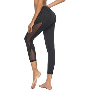Leggings Femme Sport Pantalon Maille Transparente Taille Haute Push Up Compression Amincissant Collant Sans Pied Yoga Fitness Running Jogging Sportswear - Neuf