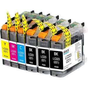 LC223 XL Cartouches d'encre Compatibles avec Brother LC-223 LC-221 LC221,pour DCP-J562DW J4120DW MFC-J480DW J680DW J880DW J4420DW J4620DW J4625DW J5320DW J5620DW J5625DW J5720DW (Lot de 6) - Neuf