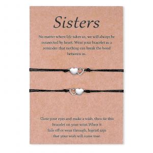 2 Pi&egrave;ce Soeur Bracelet En Acier Inoxydable Assorti Bracelets Cadeau Pour M&egrave;re Et Fille &Eacute;vider Les Bracelets Coeur - Neuf