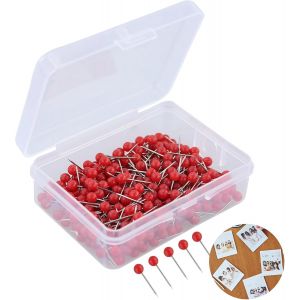 Chenquansarl-Lot De 200 &Eacute;pingles &Agrave; T&ecirc;te Ronde - 15 Mm - Pour Carte Du Monde, Tableau D'affichage, Tableau En Li&egrave;ge, Carte - Avec Bo&icirc;te De Rangement - Neuf