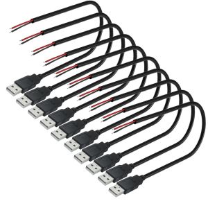 JGD-10 Pi&egrave;ces c&acirc;ble prise USB,soudable c&acirc;ble USB 2.0 m&acirc;le,2 broches Connecteurs USB c&acirc;ble,USB rallonge de c&acirc;ble pour appareils USB install&eacute;s ou r&eacute;paration de remplacement DIY (30cm) - Neuf