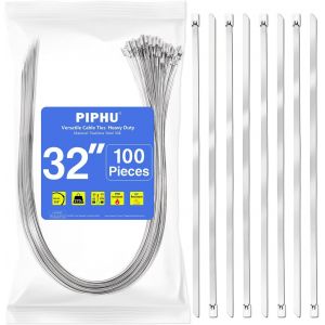 100 Pièces Collier de Serrage Inox métal Zip Ties 800x4,6 mm Serre Câblées Acier Autobloquante Capacité de Charge 122 kg Attache Câblées en Métal Pour Extérieur,ClôTure,Garage - Neuf