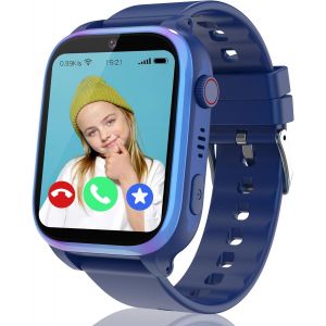 Montre Connectée Enfant 4G, Smartwatch Enfant Gps Et Appel, Chat Vidéo/Vocal, Alarme, Sos, Sommeil, Mode Classe, 7 Jeux, Calendrier, Calculatrice,Ip68 Montre Gps Enfants Cadeau D'Anniversaire De Noë - Neuf