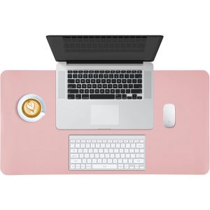 KALANKA-Tapis de Souris, Tapis de Bureau 80 * 40cm, Imperméable PU et Antidérapant Suède, Sous Main Bureau pour Bureau/Maison/Gaming - Rose - Neuf