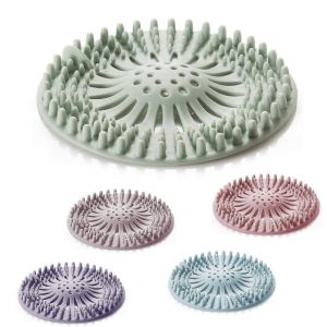 Pack de 5 couvercles de drain de douche en silicone Attrape-cheveux Tuyau de filtre Drain Bouchon d'attrape-cheveux avec ventouse pour salle de bain de cuisine - Neuf