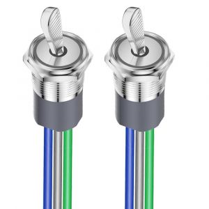 2pièces 1NO 1NC 12-24V/15A 220V/10A Interrupteur à Bascule Interrupteur à Bascule Marin Etanche 16MM Interrupteur à Bascule en Métal Robuste Eclairé pour Appareil Domestique et Automobile - Neuf