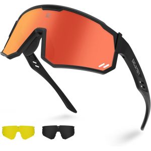 Lunettes De Soleil De Sport Polaris&eacute;es Pour Homme Et Femme, Uv400, Coupe-Vent, Lunettes De Soleil De Cyclisme Avec 3 Verres Interchangeables[Z2798] - Neuf