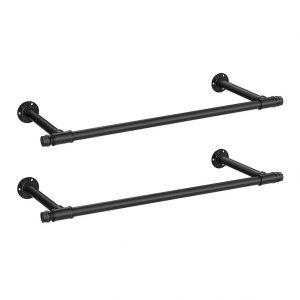 Tringle v&ecirc;tement murale porte-manteau mural penderie style industriel gain de place 30 x 84 x 7 cm capacit&eacute; de charge de 60 kg montage facile en acier noir Helloshop26 12_0007826 - Neuf