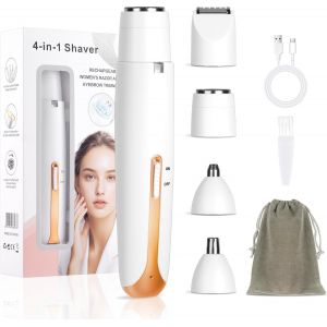 Rasoir &Eacute;lectrique Pour Femm, 4 En 1 Rasoir Indolore Rechargeable, Tondeuse Femme Indolore, Tondeuse &Agrave; Poils De Nez, Rasoir Femme Sans Fil Pour La Visage, Bras, Jambes, Aisselles, Bikini - Neuf