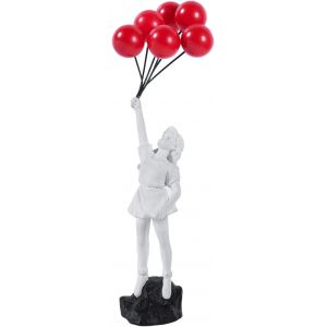 Statue de fille au ballon volant, sculpture d'art moderne pour d&eacute;coration d'int&eacute;rieur, figurine en r&eacute;sine, d&eacute;coration artisanale, statue de collection pour salon - Neuf