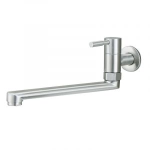 Robinet de cuisine, robinet mural extensible en acier inoxydable, simple, froid, balcon, buanderie, piscine, vadrouille, piscine, robinet à ouverture rapide - Neuf
