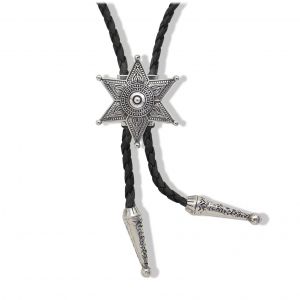 Collier Vintage Western Cowboy Bolo Aught Pour Hommes Et Femmes,Étoile,Taureau,Croix Circulaire,Pendentif,Ulen Cuir Noir,Ktie De La Présidence,Accessoires--B111 Silver - Neuf