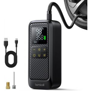 Subzonal-Pompe &Agrave; V&eacute;lo &Eacute;lectrique - Arr&ecirc;t Automatique 150 Psi Compresseur &Agrave; Air Portatif, Mini Pompe &Agrave; Air &Eacute;lectrique Avec Lumi&egrave;re Led & Powerbank, Pour Voiture/V&eacute;lo/Moto/Ballon - Neuf