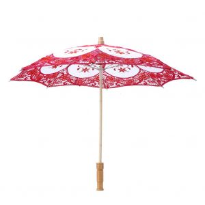 HJLIAN Parapluie en bambou a motifs magnifiques, en dentelle, pour danser, decoration d'interieur, accessoires de photographie, rouge, grande taille - Neuf