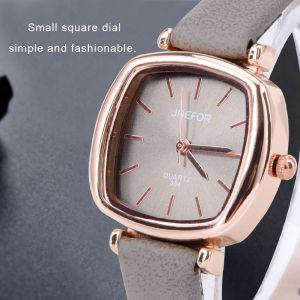 Montre A Quartz Retro A Petit Cadran Carre Avec Bracelet En Cuir Synthetique (Gris) - Neuf