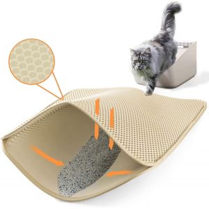 Tapis Litiere Chat 60 X 40cm-Tapis Pour Bac À Litière Pour Chat Eva Double Couche-Tapis Sortie De Litiere Chat Imperméable/Résistance À L'urine Facile À Nettoyer - Neuf