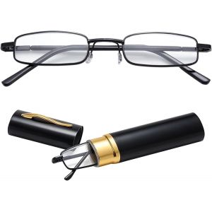 Nbgcm-Mini Lunettes De Lecture Pliables,Mini-Lunettes De Lecture Étroites En Métal À Charnière À Ressort Aide À La Lecture Unisexe Avec Étui - Neuf