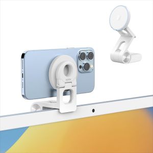 Caméra Iphone De Continuité Pour Macbook, Iphone 15/14/13/12, Imac, Écrans De Studio, Support De Webcam Iphone Avec Inclinaison Réglable (Blanc)[Z556] - Neuf