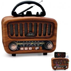 Radio r&eacute;tro AM/FM/SW avec Bluetooth 5.0, petite radio nostalgique, avec batterie de 1800 mAh, radio de cuisine et radio de valise avec haut-parleur de 5 W, prise en charge USB/TF/AUX, radio vintage - Neuf