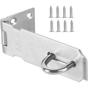 Fermoir pour Cadenas en Acier Inoxydable Loquet de Porte 304 Moraillon Porte Cadenas de S&eacute;curit&eacute; Fermoir Porte-Cadenas Bross&eacute; Finition avec Vis pour Portes Armoire Tiroir Placard, Argent - Neuf