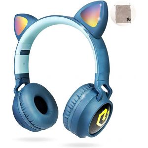 Casque Enfant Bluetooth, Casque Audio Sans Fil Pour Enfants, Bluetooth 5.0 Confortable Pliable Casque Avec Micro Intégré, Volume Limité À 85Db, Réglable, Micro Sd Carte Slot, Lumiè[J1702] - Neuf