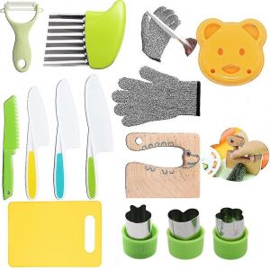 Couteaux pour enfants pour la vraie cuisine,13 pi&egrave;ces en bois Ensemble de couteaux de cuisine pour enfants-yuyu - Neuf