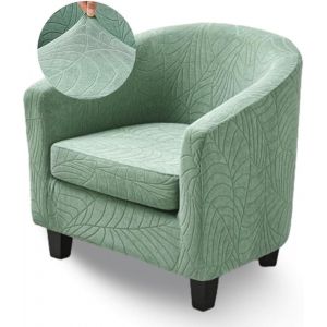 SUBZONAL-Housse De Fauteuil 1 Place Cabriolet Chesterfield Deux Pi&egrave;ces, Housse Fauteuil Club en Tissu Jacquard Vert Extensible Facile &Agrave; Enlever Et Antid&eacute;rapante, Id&eacute;ale pour Un Bar, Un Salon - Neuf