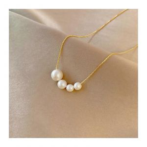 Collier Élégant Et Raffiné Pour Femme, Chaîne De Perles Minimaliste Avec Pendentif Polyvalent, Design Luxueux Et Léger Pour Un Usage Quotidien. - Neuf