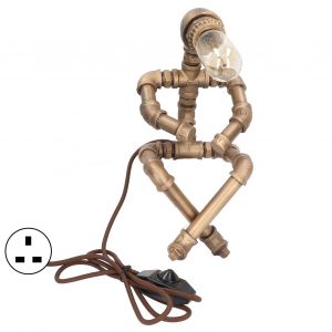 Hjlian Lampe De Bureau Retro Unique En Forme De Robot E27, Lampe De Table Vintage Exquise Pour La Maison, Le Salon, Les Cafes - Neuf