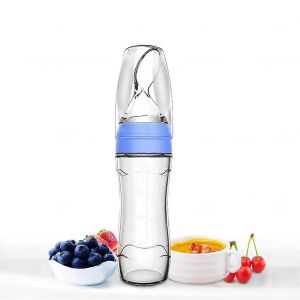 Cuillère Distributrice D'aliments Pour Bébés En Silicone (Bleu,4 Oz/120 Ml,Idéale Pour Les Bébés De 4 Mois Et +) - Neuf