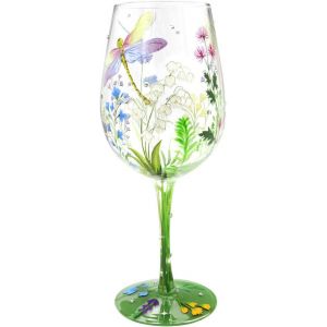 Verre À Vin Peint À La Main Libellules Colorées Fleurs Verre À Vin Rouge Pour Anniversaire,Mariage,Saint Valentin 42cl - Neuf