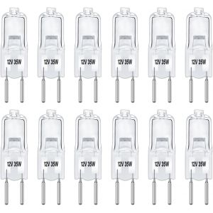 Lot De 12 Ampoules Halogènes Gy6.35 50w Dimmable Ac/Dc 12v, G6.35 Lampe Halogène, 2700k Blanc Chaud, 650lm, Basse Tension, Capsule Transparente, Pour Lustre, Placards, Pay Éclairage - Neuf