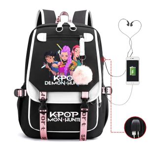 KALEC-Kpop Demon Hunters Sacs D'École Pour Étudiants Adolescents Filles Filles Sac À Dos Femmes Sac À Dos Pour Ordinateur Portable Sacs De Voyage En Plein Air De Haute Qualité,Gris - Neuf