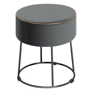 Tabouret rond repose-pieds en velours 34 x 34 x 41 cm multifunction 150 kg style moderne et &eacute;pur&eacute; en velours gris Helloshop26 20_0014182 - Neuf