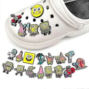 20 Pcs/Set Bob L&iquest;&Eacute;ponge S&eacute;rie Personnages Chaussures Charmes Pour Crocs Sabot Sandales D&eacute;coration Accessoires Cadeaux - Neuf