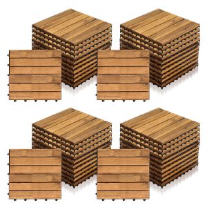 Lot De 44 Dalles De Terrasse En Bois 6 Lattes 4 M&sup2; 30 X 30 Cm, Dalles De Jardin Clipsables - Neuf