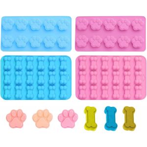 AYUHR-4 Pièces Patte de Chien Et Moules d'Os Moule Friandises Chien Moule en Silicone Patte et Os de Chiot Moules à Pâtisserie Adaptés à la Confection de Gelée de Chocolat, Friandises pour Chiens - Neuf