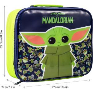TZF-Star Wars Baby Yoda The Mandalorian Sac à déjeuner isotherme rectangulaire pour garçons et filles, taille parfaite pour emballer des collations chaudes ou froides pour l'école et les voyages, san - Neuf
