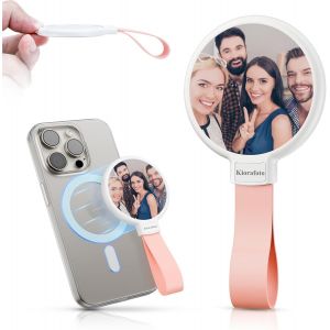 JGD-Miroir à selfie magnétique pour téléphone, 6 mm d'épaisseur - Miroir de maquillage pour selfies et vidéos avec anneau de support en silicone, miroirs compacts magnétiques pour MagSafe, compatible - Neuf