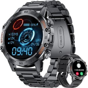 Montre Connectée Homme Avec Appel Bluetooth Assistente Vocale, 1,39'' Étanche Smartwatch Intelligente Avec Fréquence Cardiaque Surveillance Du Sommeil Spo2, 100 Modes Sportifs, Ios Android - Neuf