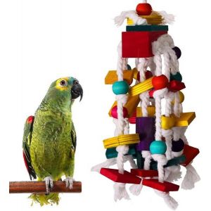 Jouet À Mâcher Interactif En Bois Naturel Pour Petits Et Moyens Perroquets - Escalade, Conditionnement Du Bec Et Plaisir - Neuf